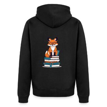 Renard mignon amoureux des livres avec des lunettes - Veste à capuche bio Premium Unisexe - noir - Dos - Nico (187cm)