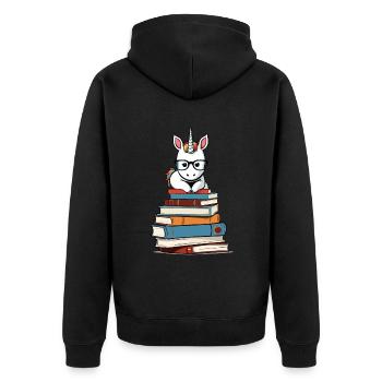 Einhorn Fantasie Geschichten Süßer Einhorn - Unisex Premium Bio Zip Hoodie - Schwarz - Hinten - Nico (187cm)