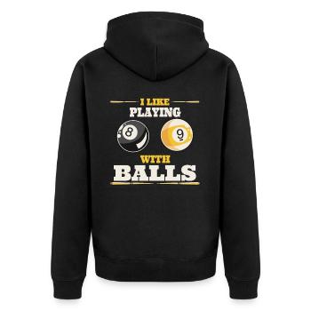 Pool Billard Billardtisch lustige Sprüche Snooker - Unisex Premium Bio Zip Hoodie - Schwarz - Hinten - Nico (187cm)