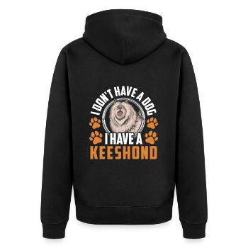 Ich habe einen Wolfsspitz Keeshond - Unisex Premium Bio Zip Hoodie - Schwarz - Hinten - Nico (187cm)