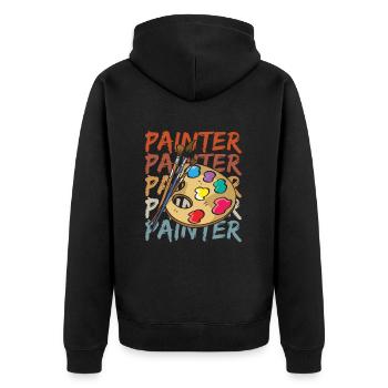Maler Lackierer - Unisex Premium Bio Zip Hoodie - Schwarz - Hinten - Nico (187cm)
