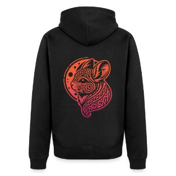 Chinchilla Tribal Moon Phases - Unisex Premium Organic Zip Hoodie - black - Back - Nico (187cm)