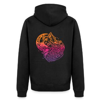 Border Collie Stammes Moon Phases - Unisex Premium Bio Zip Hoodie - Schwarz - Hinten - Nico (187cm)