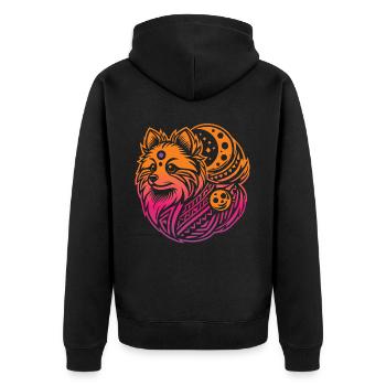 Pomeranian Stammes Moon Phases - Unisex Premium Bio Zip Hoodie - Schwarz - Hinten - Nico (187cm)