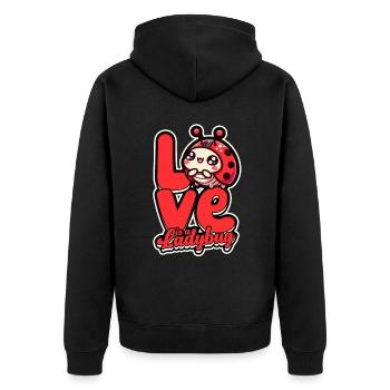 Ladybug Entomology Love is a Ladybug - Unisex Premium Organic Zip Hoodie - black - Back - Nico (187cm)