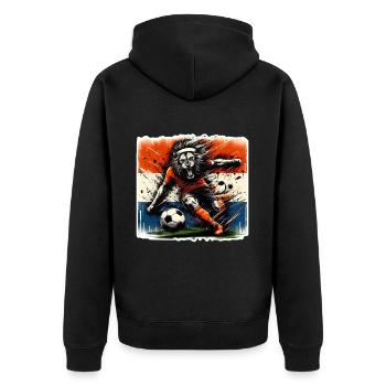 Dutch Pride Fußball Holländischer Löwe Jahrgang - Unisex Premium Bio Zip Hoodie - Schwarz - Hinten - Nico (187cm)