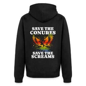 Save Sun Conure - Unisex Premium Organic Zip Hoodie - black - Back - Nico (187cm)