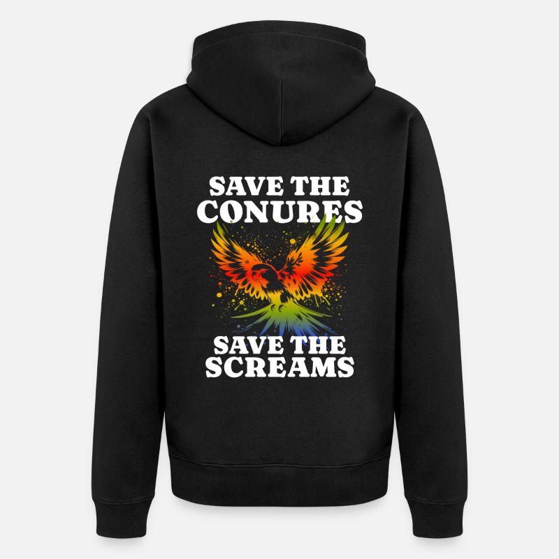 Save Sun Conure - Unisex Premium Bio Zip Hoodie - Schwarz