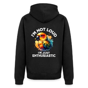 Sun Parakeet Saying - Unisex Premium Organic Zip Hoodie - black - Back - Nico (187cm)