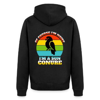 Funny Sun Parakeet Sayings - Unisex Premium Organic Zip Hoodie - black - Back - Nico (187cm)