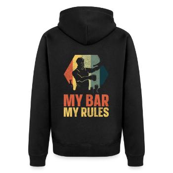 Bartender Mixologist My Bar My - Unisex Premium Organic Zip Hoodie - black - Back - Nico (187cm)