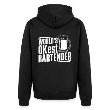 Bartender Mixologist World's - Unisex Premium Bio Zip Hoodie - Schwarz - Hinten - Nico (187cm)