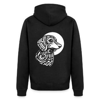 Dackel Dachshund Stammes Moon Phases - Unisex Premium Bio Zip Hoodie - Schwarz - Hinten - Nico (187cm)