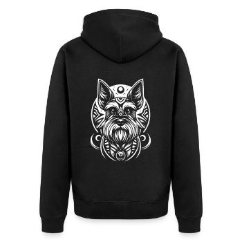 Schnauzer Dog Tribal Moon Phases - Unisex Premium Organic Zip Hoodie - black - Back - Nico (187cm)