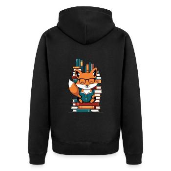 Niedlicher Buch Liebhaber Lustiges Bücher Design - Unisex Premium Bio Zip Hoodie - Schwarz - Hinten - Nico (187cm)