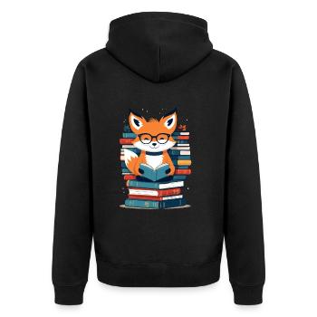 Niedlicher Buch Liebhaber Lustiges Bücher Design - Unisex Premium Bio Zip Hoodie - Schwarz - Hinten - Nico (187cm)