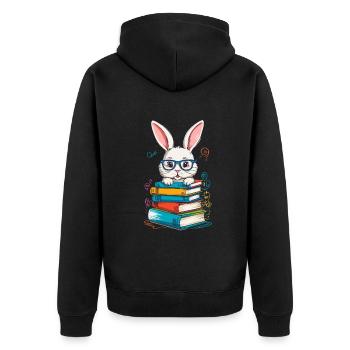 Reading Bunny Funny Books Reading Design - Unisex Premium Organic Zip Hoodie - black - Back - Nico (187cm)
