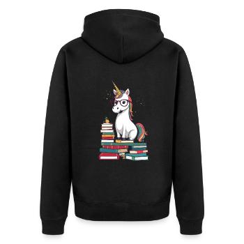 Unicorn Fantasy Stories Magical Unicorns - Unisex Premium Organic Zip Hoodie - black - Back - Nico (187cm)