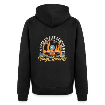 Disques vinyles en cas d’incendie Rescue Musique rétro - Veste à capuche bio Premium Unisexe - noir - Dos - Nico (187cm)