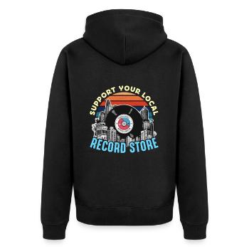 Les disques vinyles soutiennent votre collectionneur de disques local - Veste à capuche bio Premium Unisexe - noir - Dos - Nico (187cm)