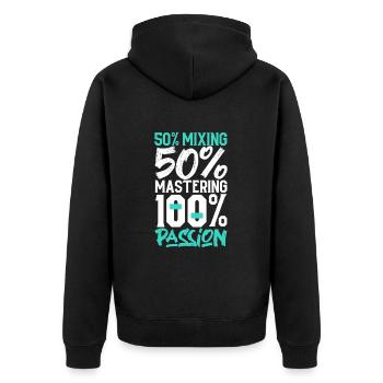 100 Prozent Leidenschaft - Tontechniker - Unisex Premium Bio Zip Hoodie - Schwarz - Hinten - Nico (187cm)