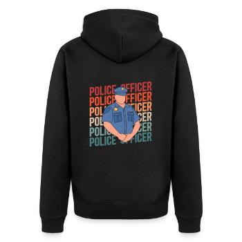 Polizist Polizei - Unisex Premium Bio Zip Hoodie - Schwarz - Hinten - Nico (187cm)