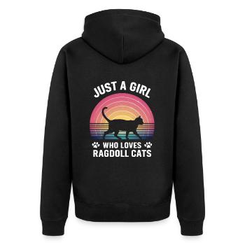 Katze Ragdoll Geschenk - Unisex Premium Bio Zip Hoodie - Schwarz - Hinten - Nico (187cm)