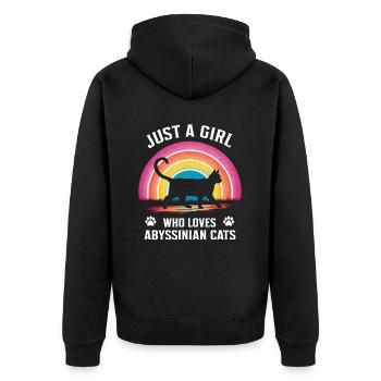 Katze Abessinier Geschenk - Unisex Premium Bio Zip Hoodie - Schwarz - Hinten - Nico (187cm)