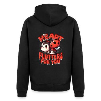 Ladybug Entomology My Heart Flutters for You - Unisex Premium Organic Zip Hoodie - black - Back - Nico (187cm)