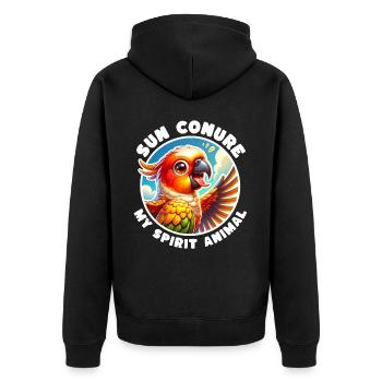 Funny Sun Parakeet Sayings - Unisex Premium Organic Zip Hoodie - black - Back - Nico (187cm)