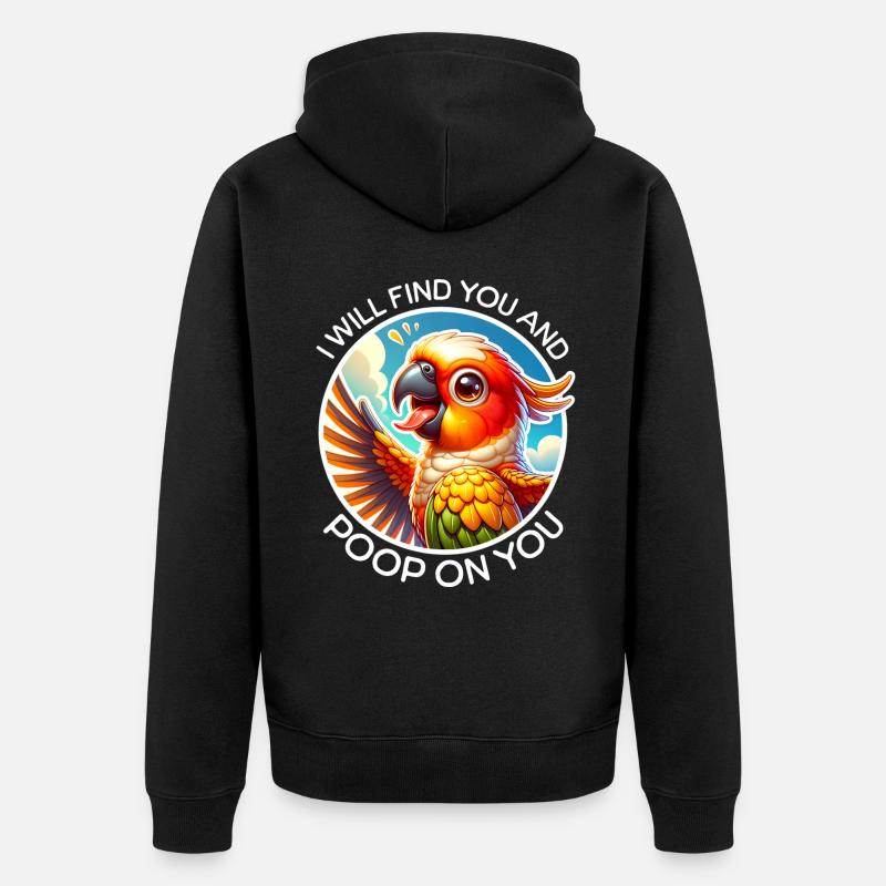 Sonnensittich Sprüche - Unisex Premium Bio Zip Hoodie - Schwarz