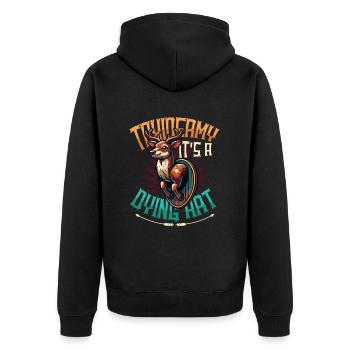 Taxidermy It's A Dying Art Hirschmotiv - Unisex Premium Bio Zip Hoodie - Schwarz - Hinten - Nico (187cm)