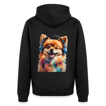 Casque de Poméranie Chien Imprimé - Veste à capuche bio Premium Unisexe - noir - Dos - Nico (187cm)