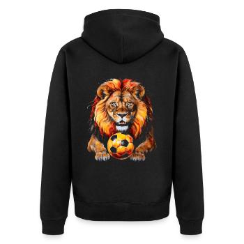 Lion Football Coloré Belgique Animal Design Print - Veste à capuche bio Premium Unisexe - noir - Dos - Nico (187cm)