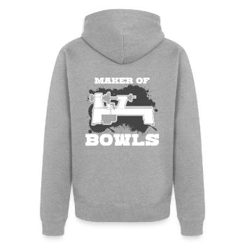Wood Turner Workshop Lathe Woodturning - Unisex Premium Organic Zip Hoodie - heather grey - Back - Nico (187cm)