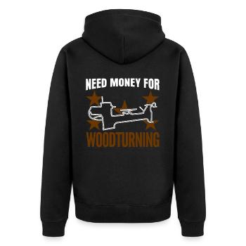 Wood Turner Lathe Woodturning Workshop - Unisex Premium Bio Zip Hoodie - Schwarz - Hinten - Nico (187cm)
