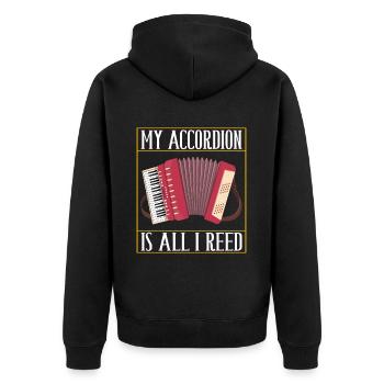 Akkordeon Instrument Akkordeonspieler - Unisex Premium Bio Zip Hoodie - Schwarz - Hinten - Nico (187cm)