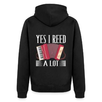 Akkordeon Instrument Akkordeonspieler - Unisex Premium Bio Zip Hoodie - Schwarz - Hinten - Nico (187cm)