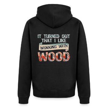 Lathe Woodturning Carpenter Wood Turner - Unisex Premium Organic Zip Hoodie - black - Back - Nico (187cm)