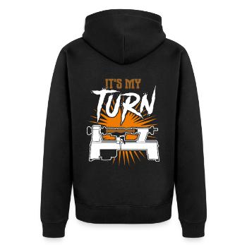 Lathe Woodturning Workshop Wood Turner - Unisex Premium Bio Zip Hoodie - Schwarz - Hinten - Nico (187cm)