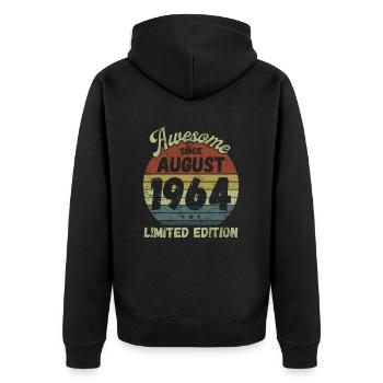 Awesome since August 1964 - Geburtstag - Unisex Premium Bio Zip Hoodie - Schwarz - Hinten - Nico (187cm)
