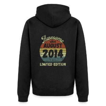 Awesome since August 2014 - Geburtstag - Unisex Premium Bio Zip Hoodie - Schwarz - Hinten - Nico (187cm)