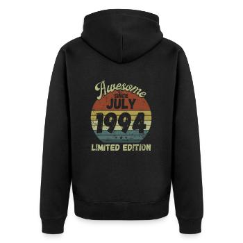 Génial depuis juillet 1994 - Anniversaire - Veste à capuche bio Premium Unisexe - noir - Dos - Nico (187cm)