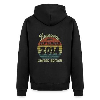 Awesome since September 2014 - Geburtstag - Unisex Premium Bio Zip Hoodie - Schwarz - Hinten - Nico (187cm)