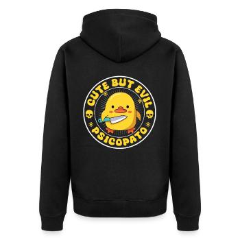 SÜSS ABER BÖSE: PSYCHOPAT Halloween Creepy Horror - Unisex Premium Bio Zip Hoodie - Schwarz - Hinten - Nico (187cm)