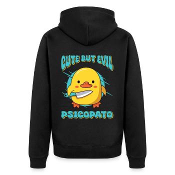 SÜSS ABER BÖSE: PSYCHOPAT Halloween Creepy Horror - Unisex Premium Bio Zip Hoodie - Schwarz - Hinten - Nico (187cm)