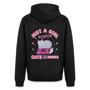 Chats, Amoureux Des Chats, Livres, Lecture, Fille - Veste à capuche bio Premium Unisexe - noir - Dos - Nico (187cm)