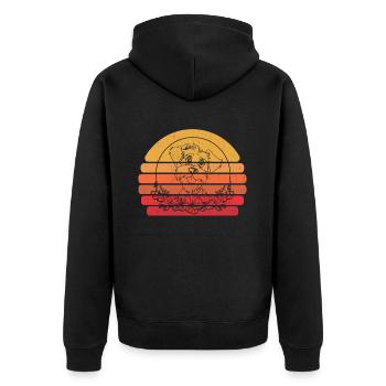 Schnauzer Wild Flowers Floral Moon - Unisex Premium Organic Zip Hoodie - black - Back - Nico (187cm)