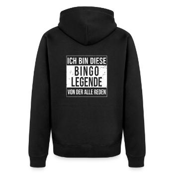 Bingo Player LEGEND Bingo Game Bingo Game - Unisex Premium Organic Zip Hoodie - black - Back - Nico (187cm)