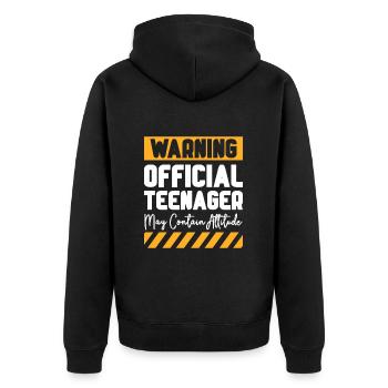 Teenager Teenie Teen Teens Teeny Geschenk - Unisex Premium Bio Zip Hoodie - Schwarz - Hinten - Nico (187cm)